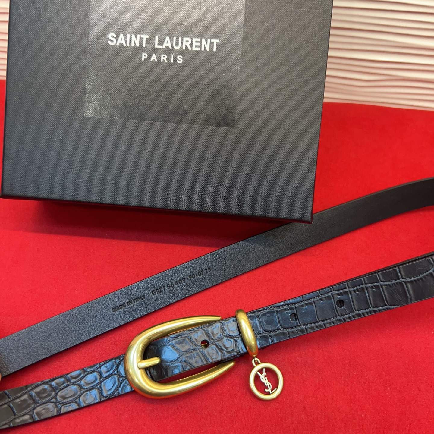 开春秀款Saint Laurent 女士腰带皮带 原厂真金电渡扣头，意大利原厂皮，宽2.0cm，代购级。