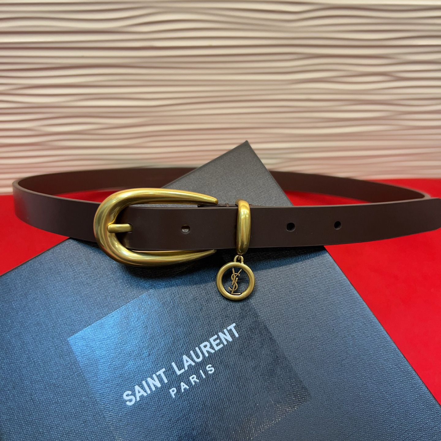 开春秀款Saint Laurent 女士腰带皮带 原厂真金电渡扣头，意大利原厂皮，宽2.0cm，代购级。