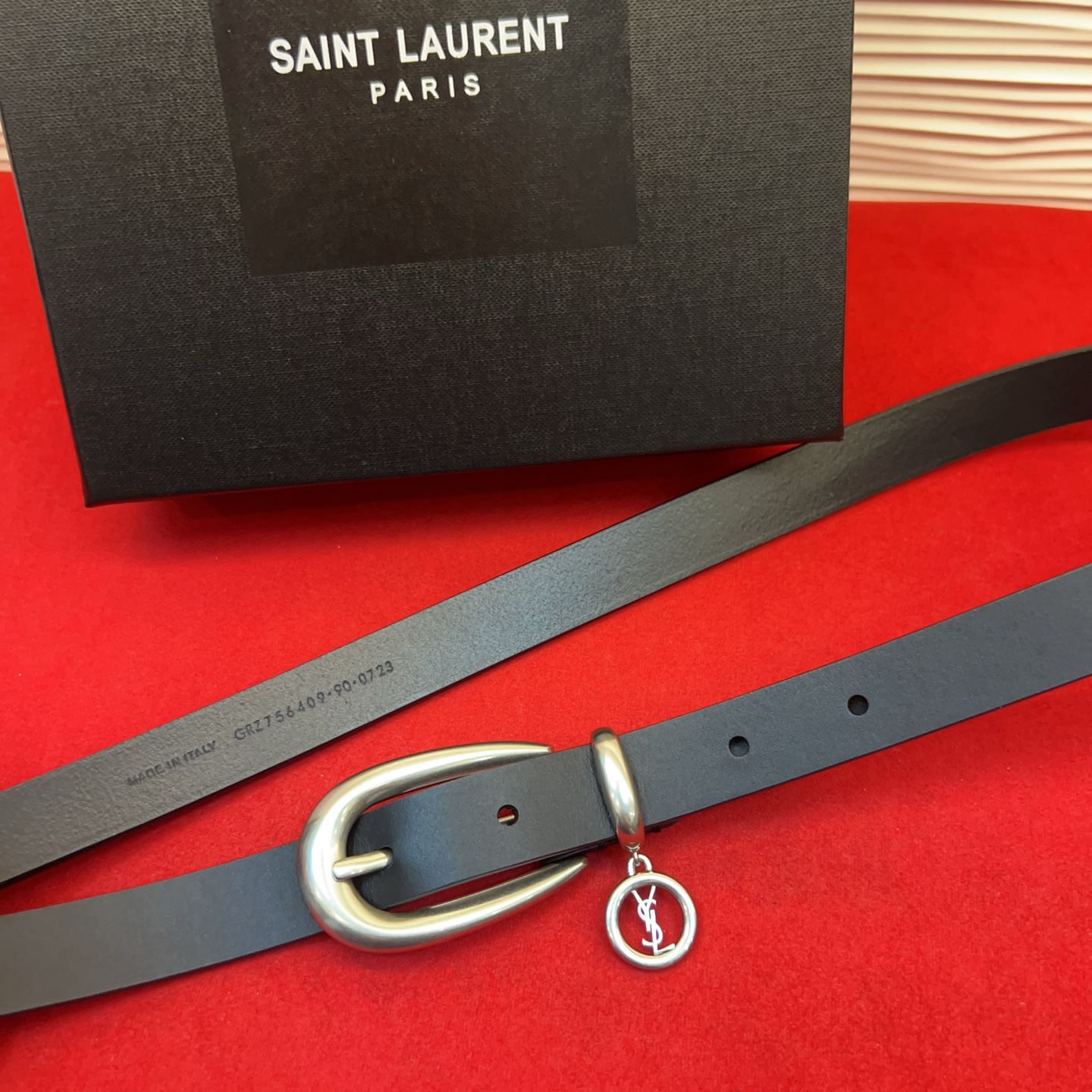 开春秀款Saint Laurent 女士腰带皮带 原厂真金电渡扣头，意大利原厂皮，宽2.0cm，代购级。