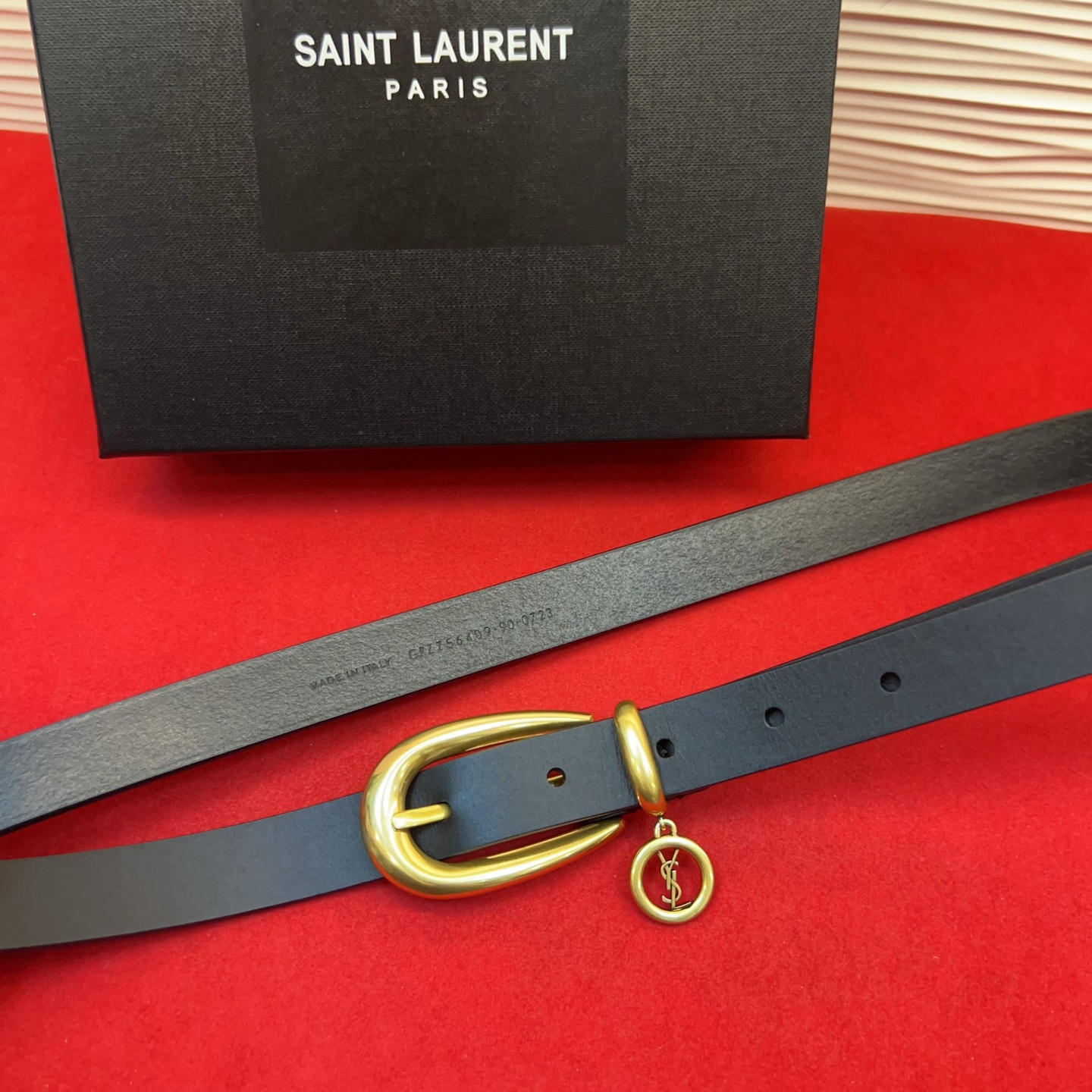 开春秀款Saint Laurent 女士腰带皮带 原厂真金电渡扣头，意大利原厂皮，宽2.0cm，代购级。