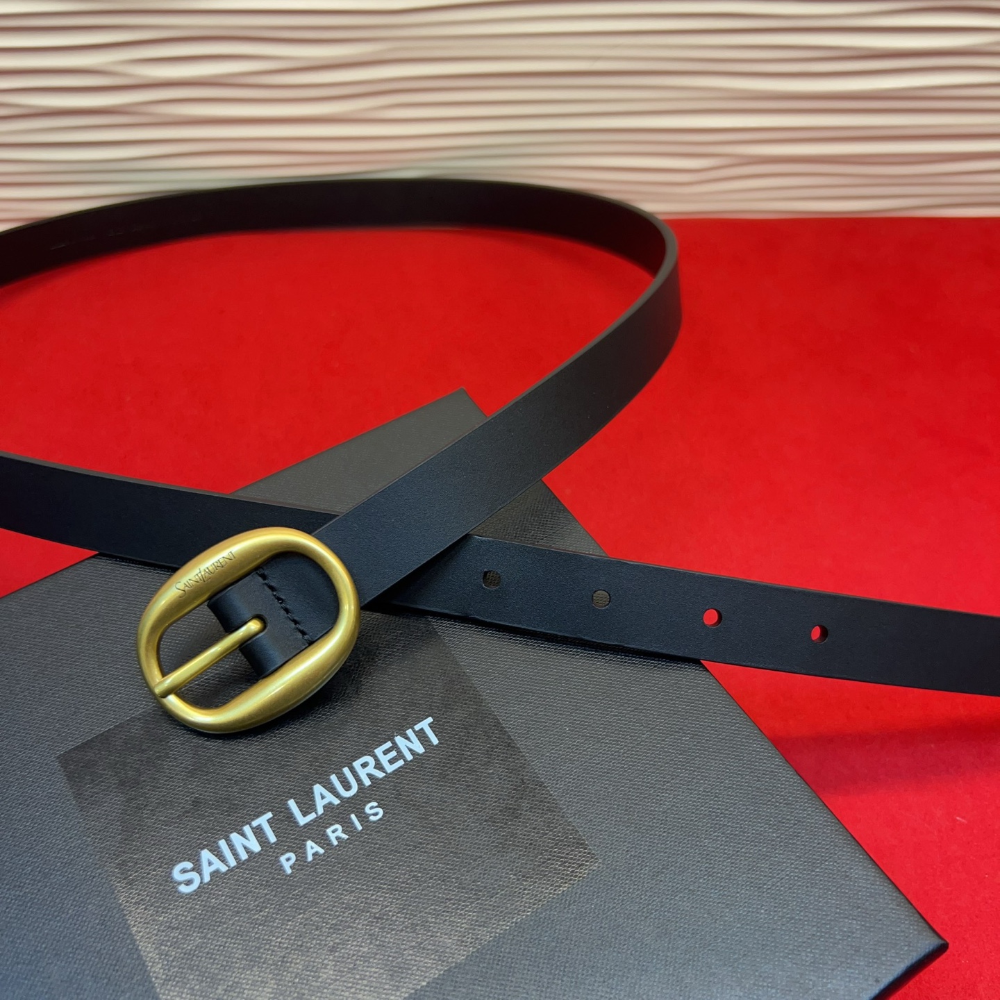 开春秀款Saint Laurent 女士腰带皮带 原厂真金电渡扣头，意大利原厂皮，宽2.0cm，代购级。