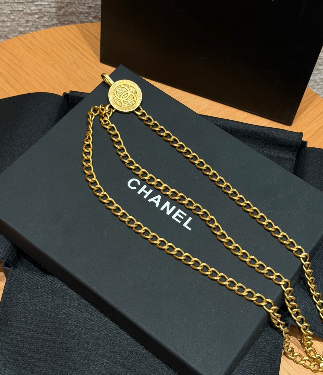 ✨ Vintage Multi Strand Leather Chain Belt with CC Coin Medal