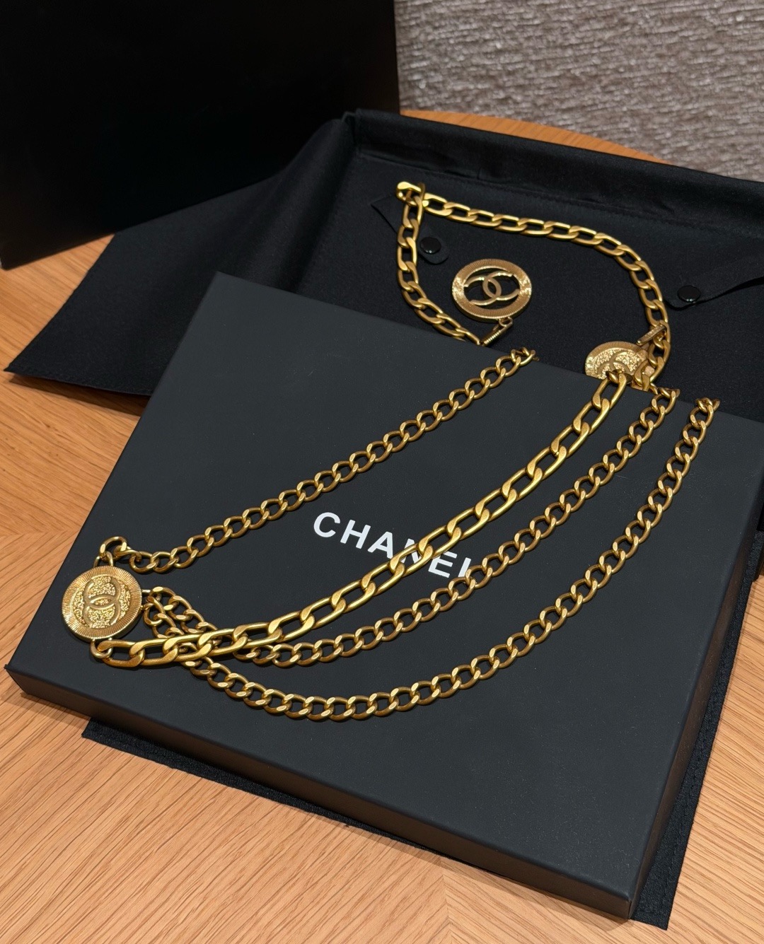 ✨ Vintage Multi Strand Leather Chain Belt with CC Coin Medal
