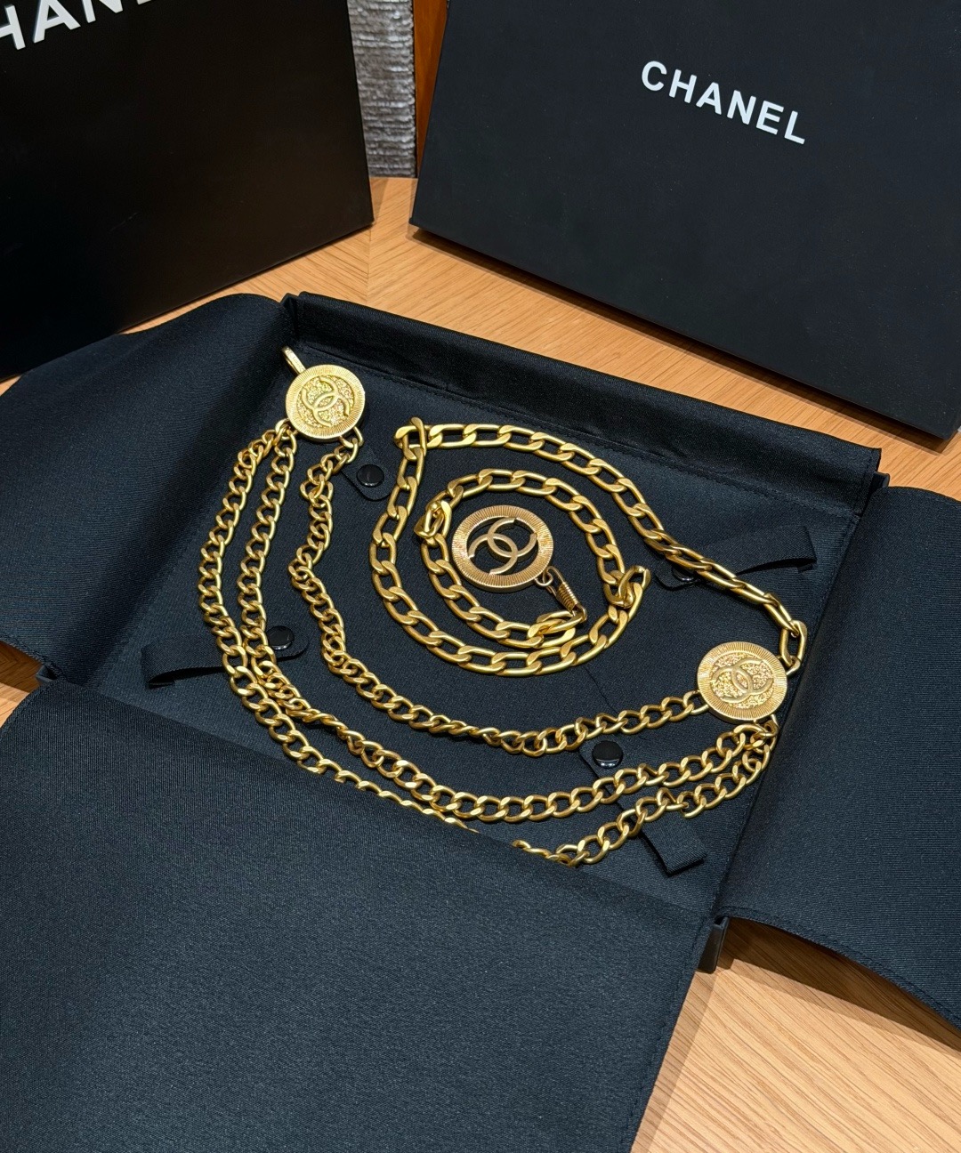 ✨ Vintage Multi Strand Leather Chain Belt with CC Coin Medal