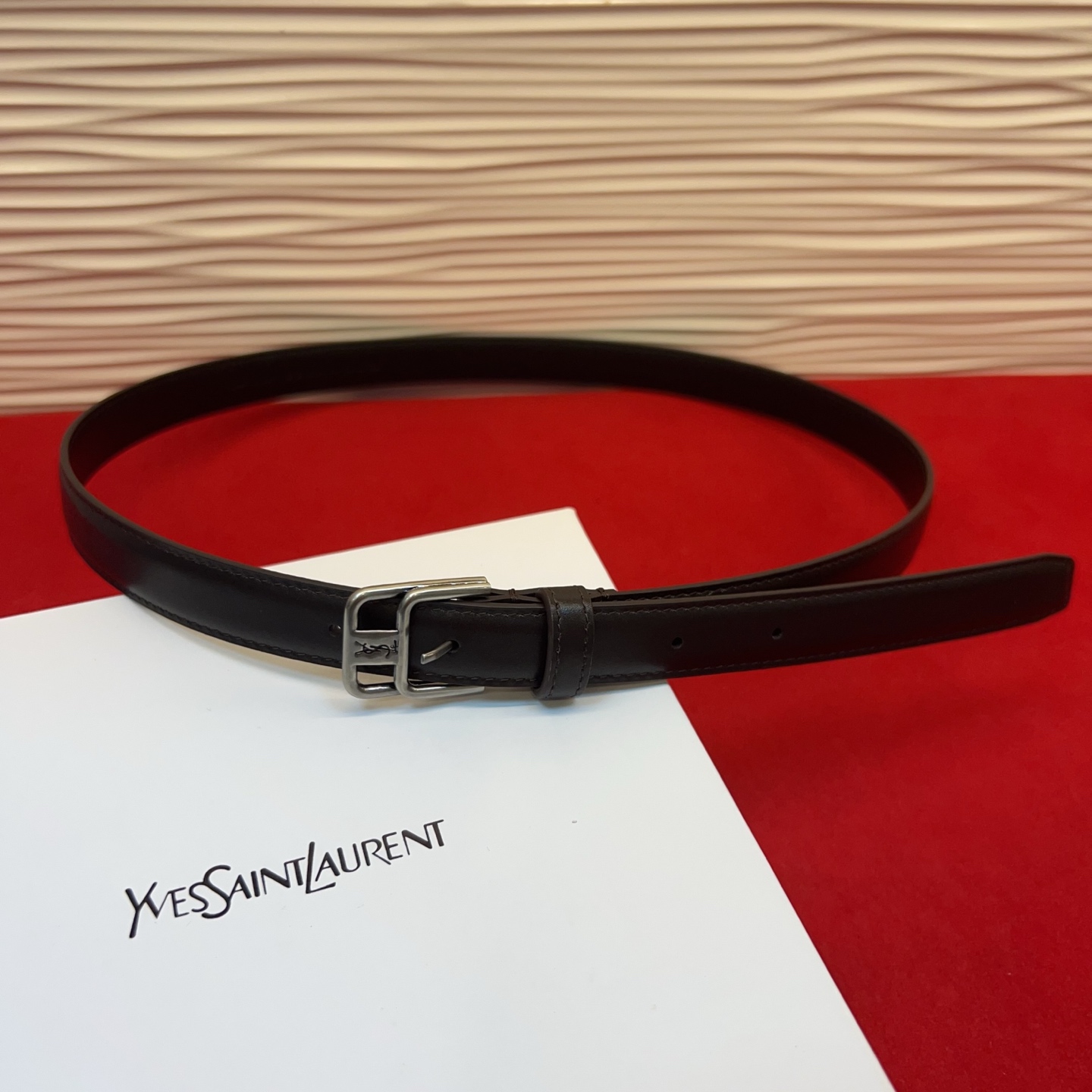 Saint Laurent 圣罗兰女士腰带皮带 原厂真金电渡扣头，意大利原厂皮，宽2.0cm，代购级。