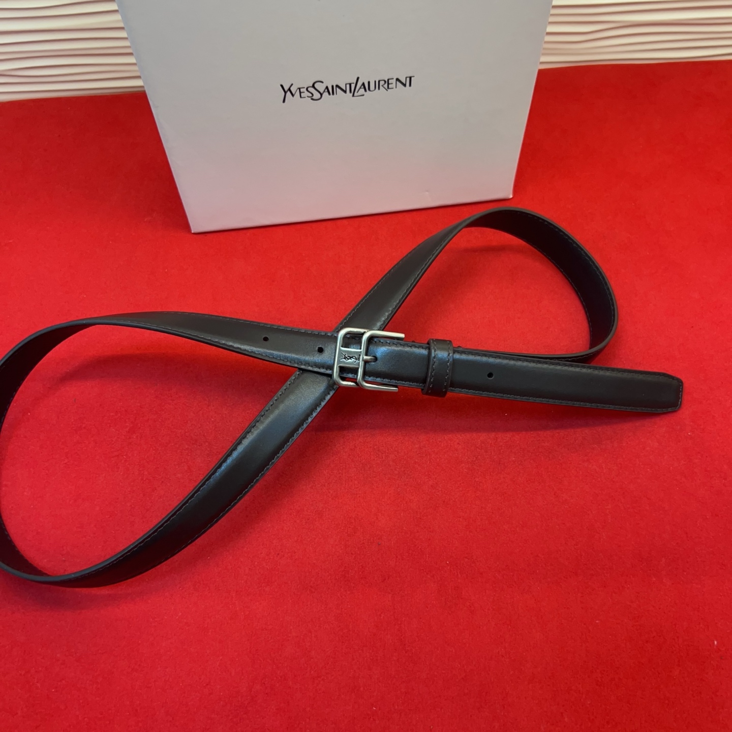 Saint Laurent 圣罗兰女士腰带皮带 原厂真金电渡扣头，意大利原厂皮，宽2.0cm，代购级。