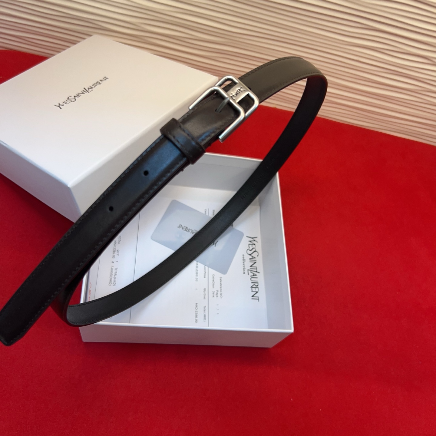 Saint Laurent 圣罗兰女士腰带皮带 原厂真金电渡扣头，意大利原厂皮，宽2.0cm，代购级。