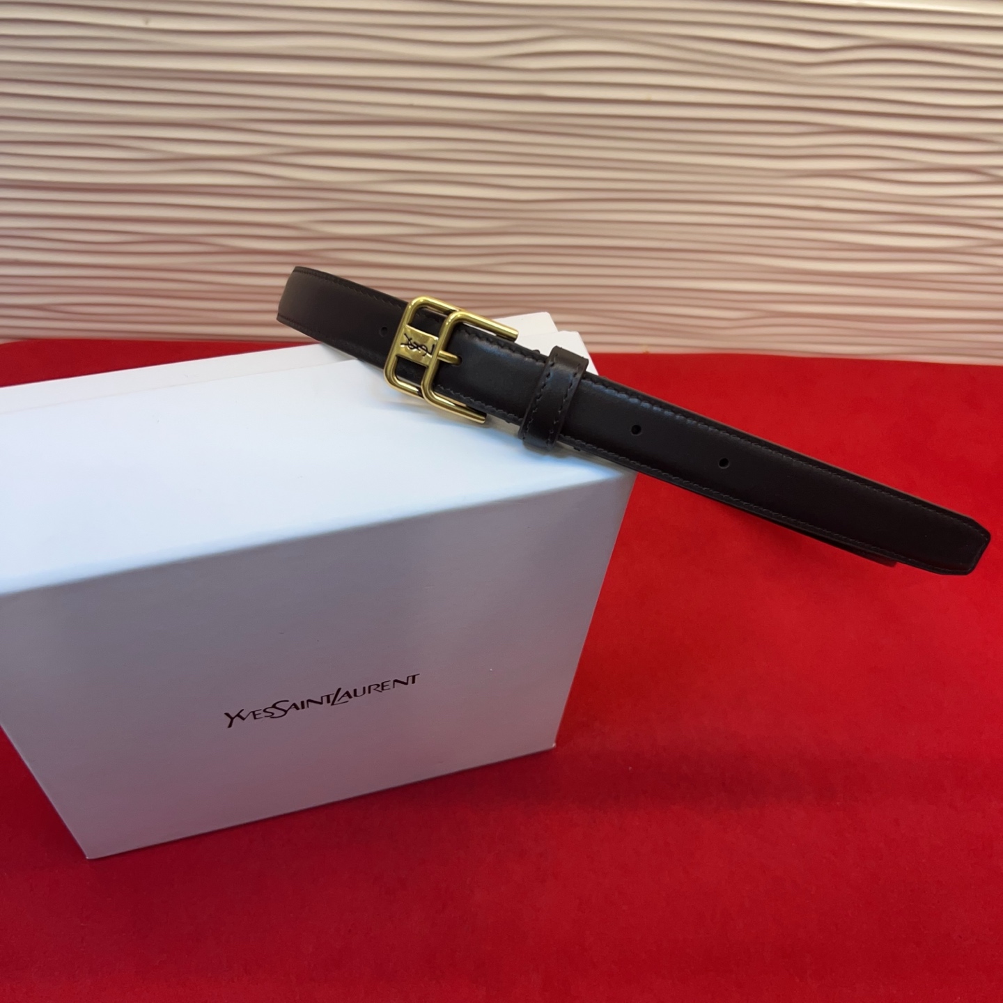 Saint Laurent 圣罗兰女士腰带皮带 原厂真金电渡扣头，意大利原厂皮，宽2.0cm，代购级。