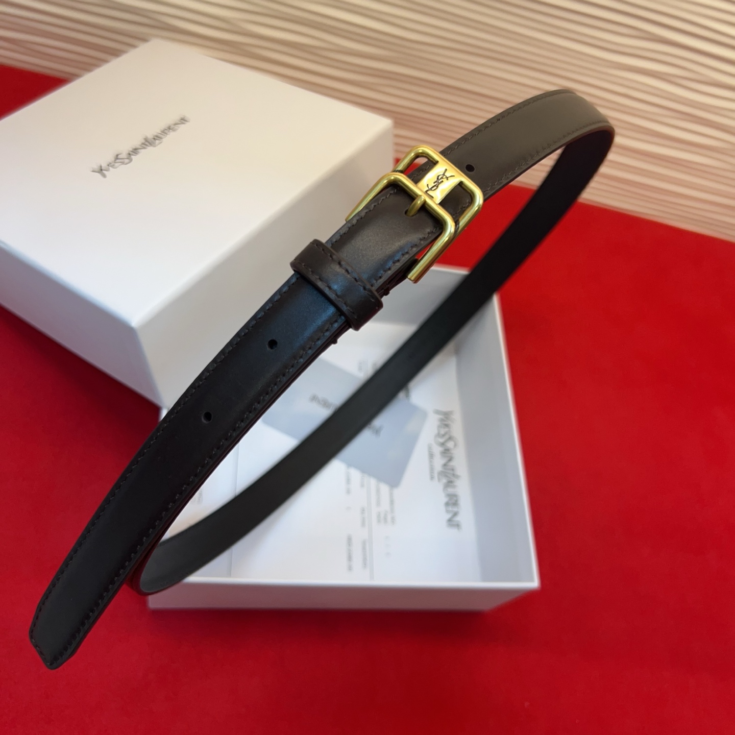 Saint Laurent 圣罗兰女士腰带皮带 原厂真金电渡扣头，意大利原厂皮，宽2.0cm，代购级。