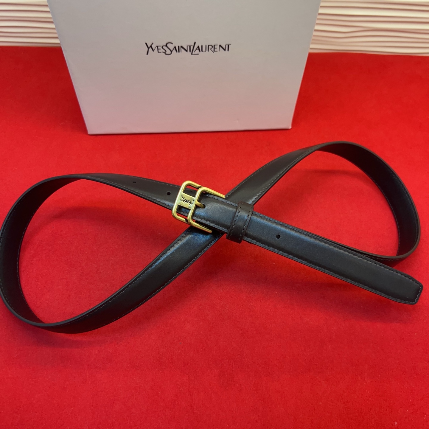 Saint Laurent 圣罗兰女士腰带皮带 原厂真金电渡扣头，意大利原厂皮，宽2.0cm，代购级。
