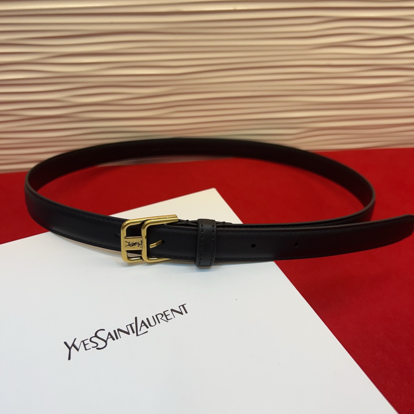 Saint Laurent 圣罗兰女士腰带皮带 原厂真金电渡扣头，意大利原厂皮，宽2.0cm，代购级。