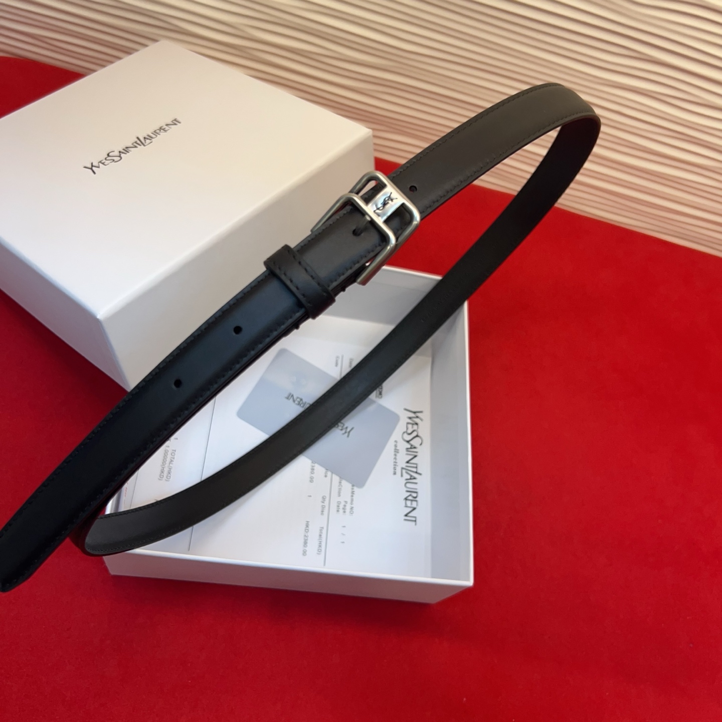Saint Laurent 圣罗兰女士腰带皮带 原厂真金电渡扣头，意大利原厂皮，宽2.0cm，代购级。