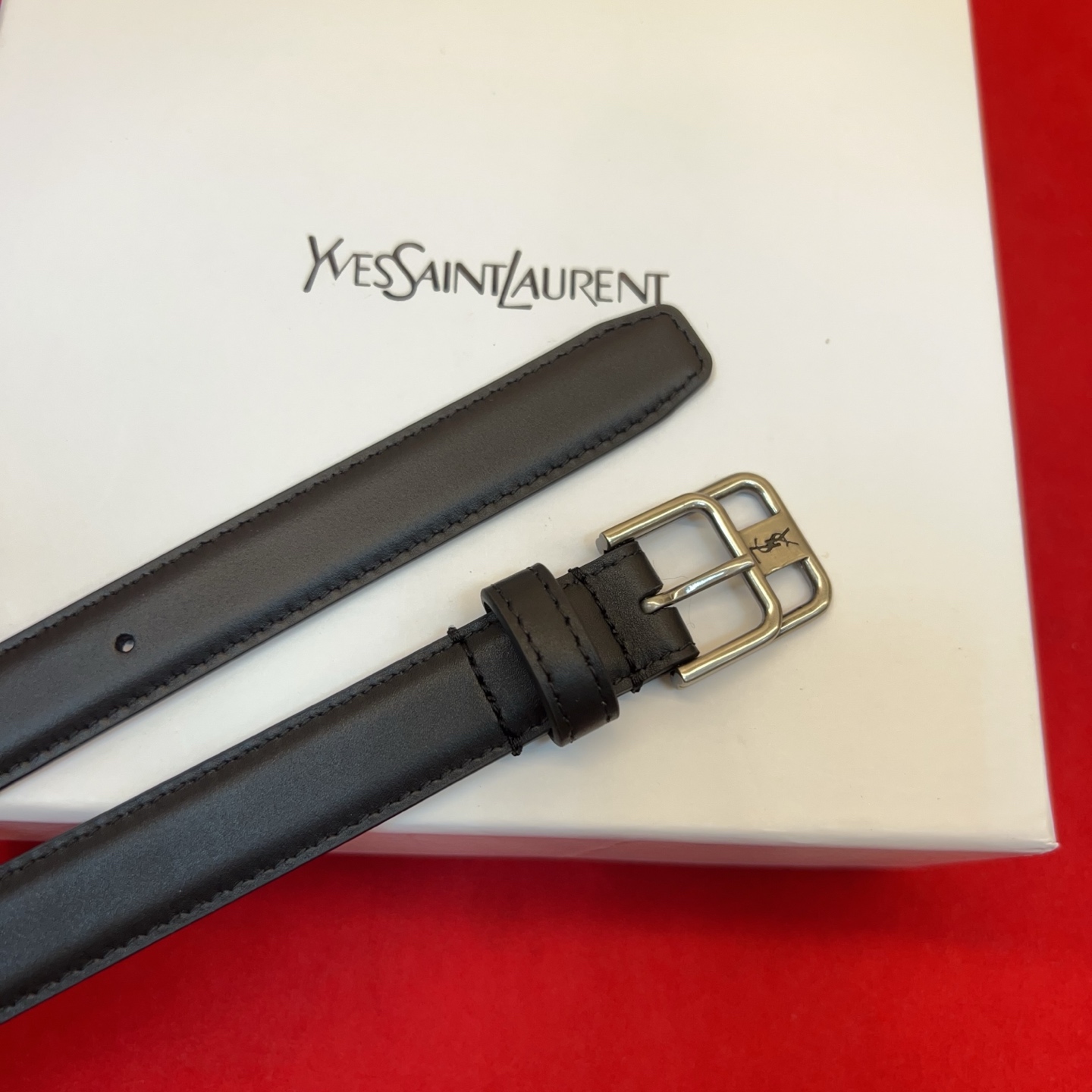 Saint Laurent 圣罗兰女士腰带皮带 原厂真金电渡扣头，意大利原厂皮，宽2.0cm，代购级。