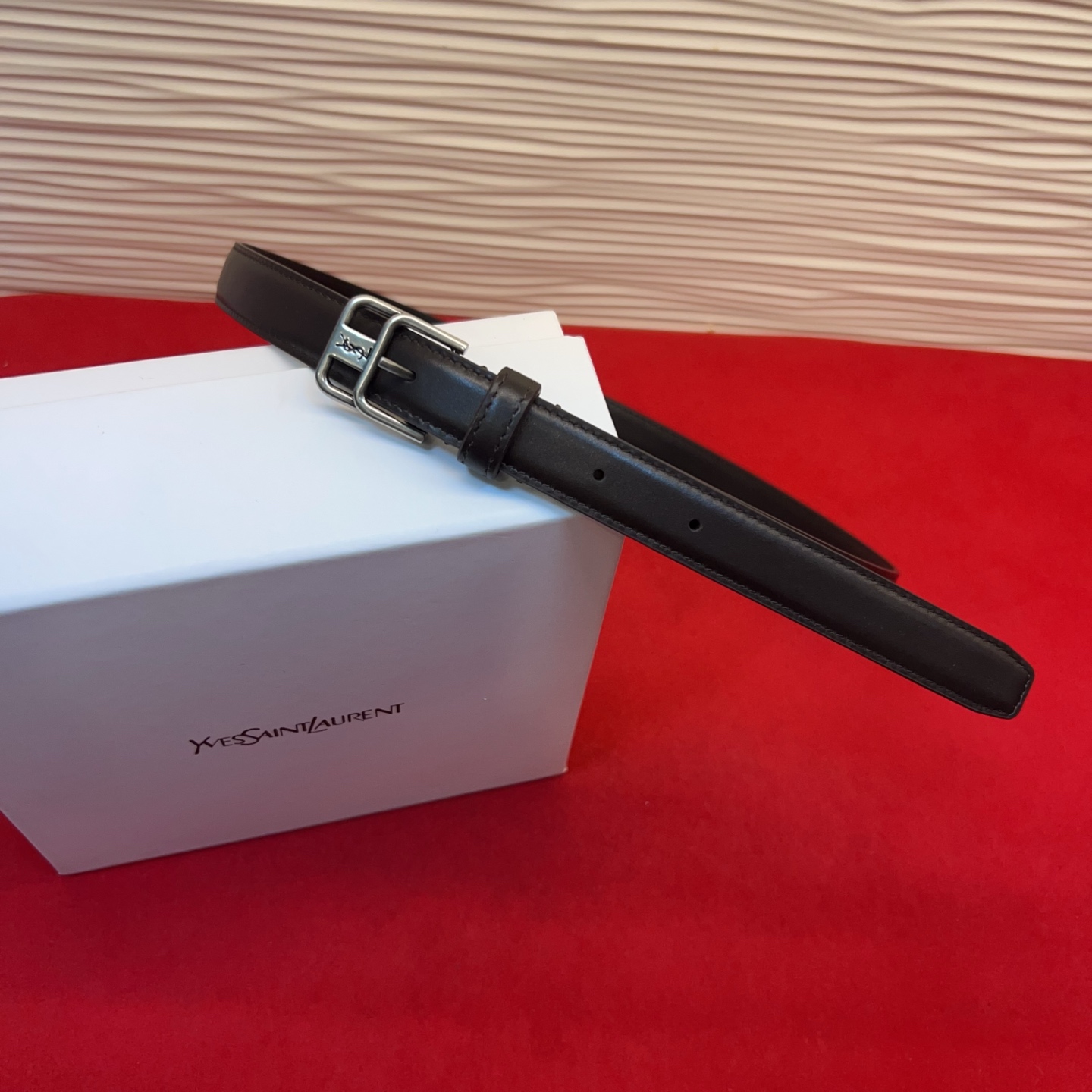 Saint Laurent 圣罗兰女士腰带皮带 原厂真金电渡扣头，意大利原厂皮，宽2.0cm，代购级。