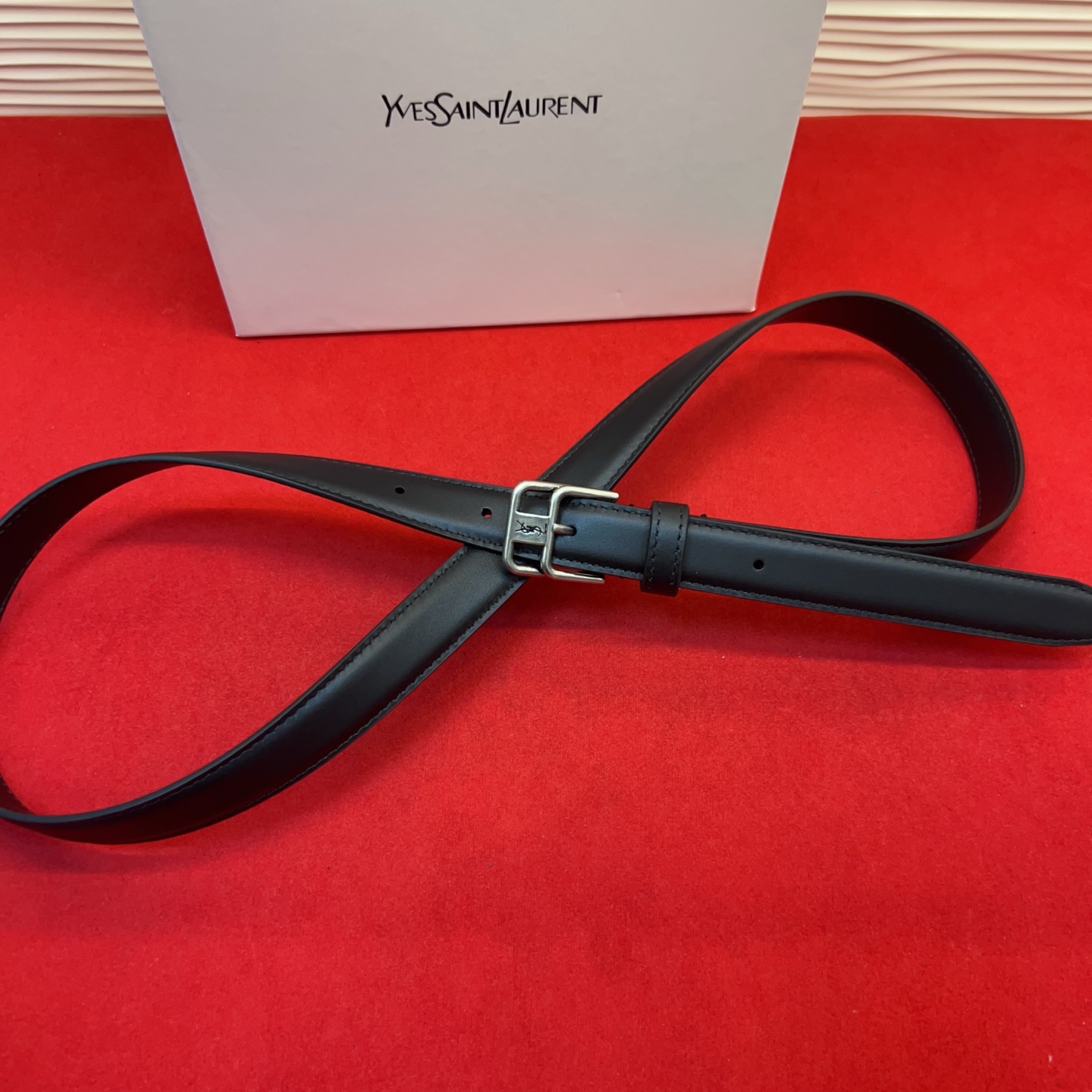 Saint Laurent 圣罗兰女士腰带皮带 原厂真金电渡扣头，意大利原厂皮，宽2.0cm，代购级。