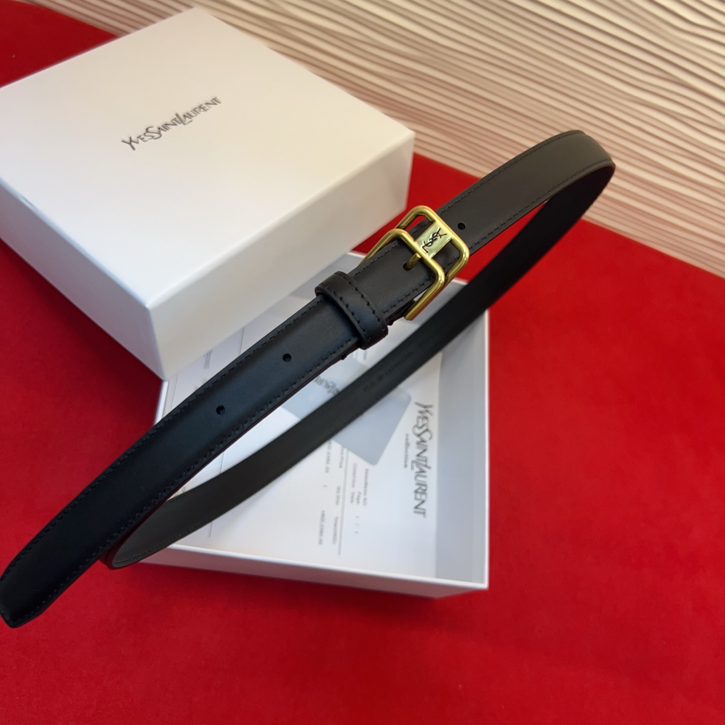 Saint Laurent 圣罗兰女士腰带皮带 原厂真金电渡扣头，意大利原厂皮，宽2.0cm，代购级。