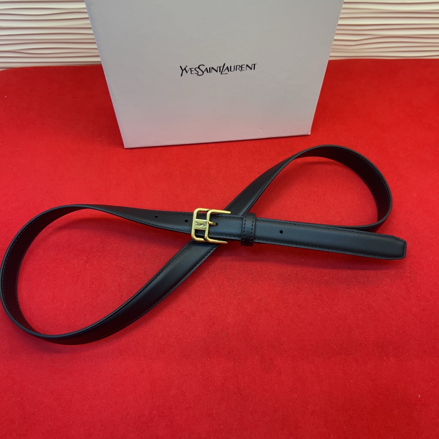 Saint Laurent 圣罗兰女士腰带皮带 原厂真金电渡扣头，意大利原厂皮，宽2.0cm，代购级。