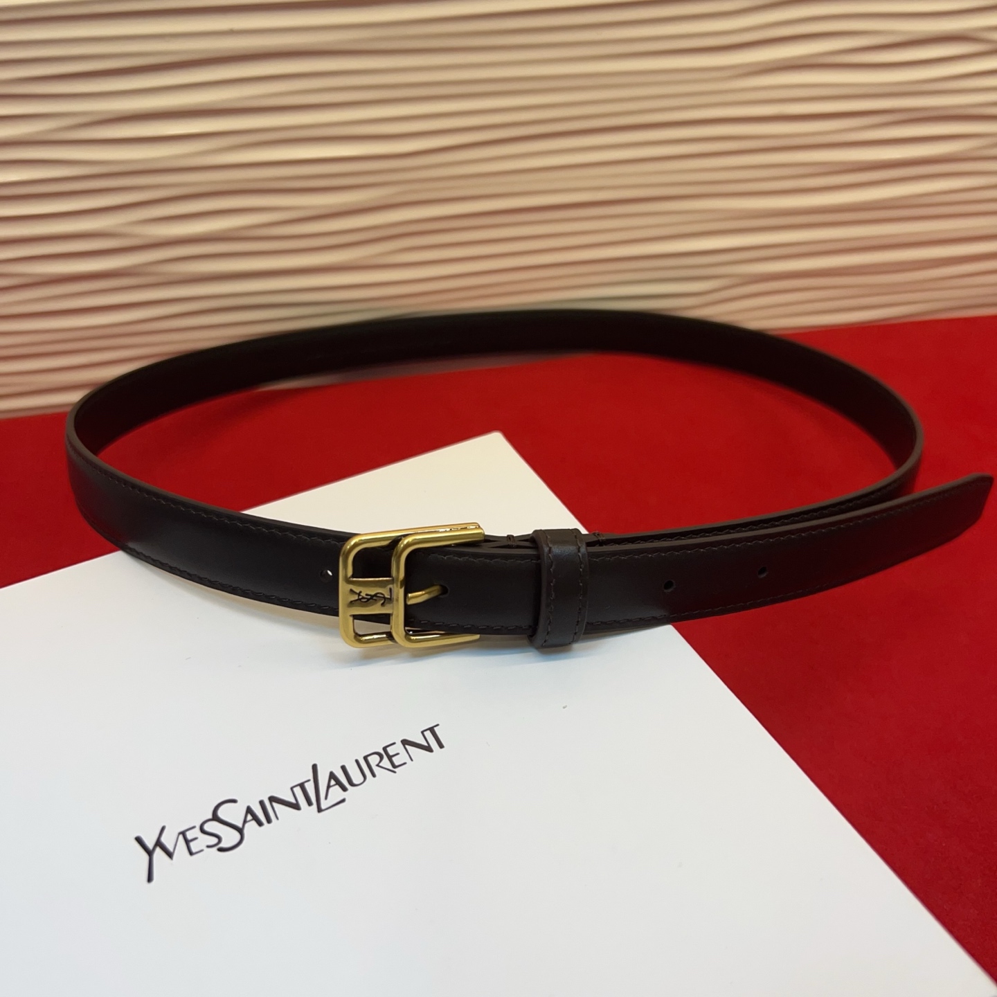 Saint Laurent 圣罗兰女士腰带皮带 原厂真金电渡扣头，意大利原厂皮，宽2.0cm，代购级。