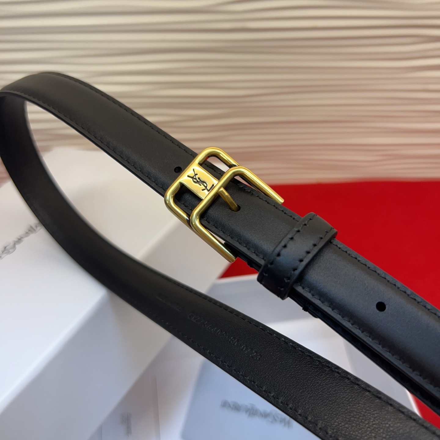 Saint Laurent 圣罗兰女士腰带皮带 原厂真金电渡扣头，意大利原厂皮，宽2.0cm，代购级。