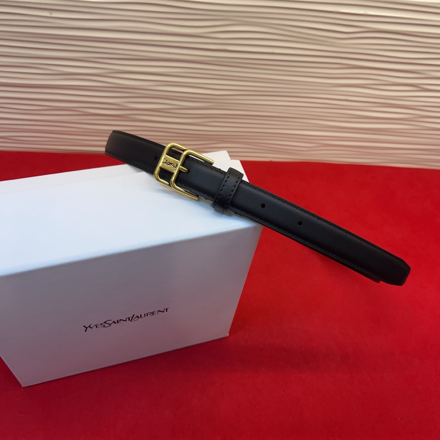 Saint Laurent 圣罗兰女士腰带皮带 原厂真金电渡扣头，意大利原厂皮，宽2.0cm，代购级。