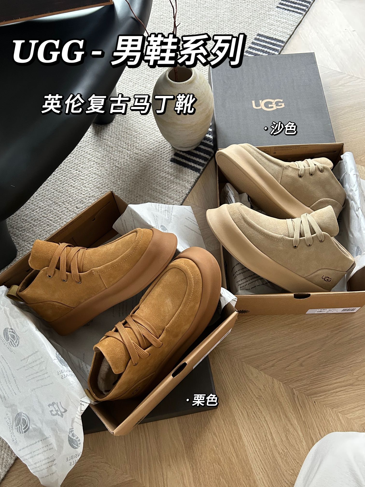 双11预热特惠🔥CX专供 独家纯原 【UGG】原xx 🔥ugg新款冬季加绒复古马丁靴,磨砂牛皮➕内里真羊毛,男士们宝贝来啦,英伦风帅气百搭舒适厚底 颜色:栗色.菜紫色