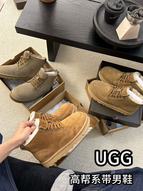 UGG Men's Leather Wool High-Top Lace-Up Casual Boots - Stylish & Comfortable 1 UGG Men's Leather Wool High-Top Lace-Up Casual Boots - Stylish & Comfortable