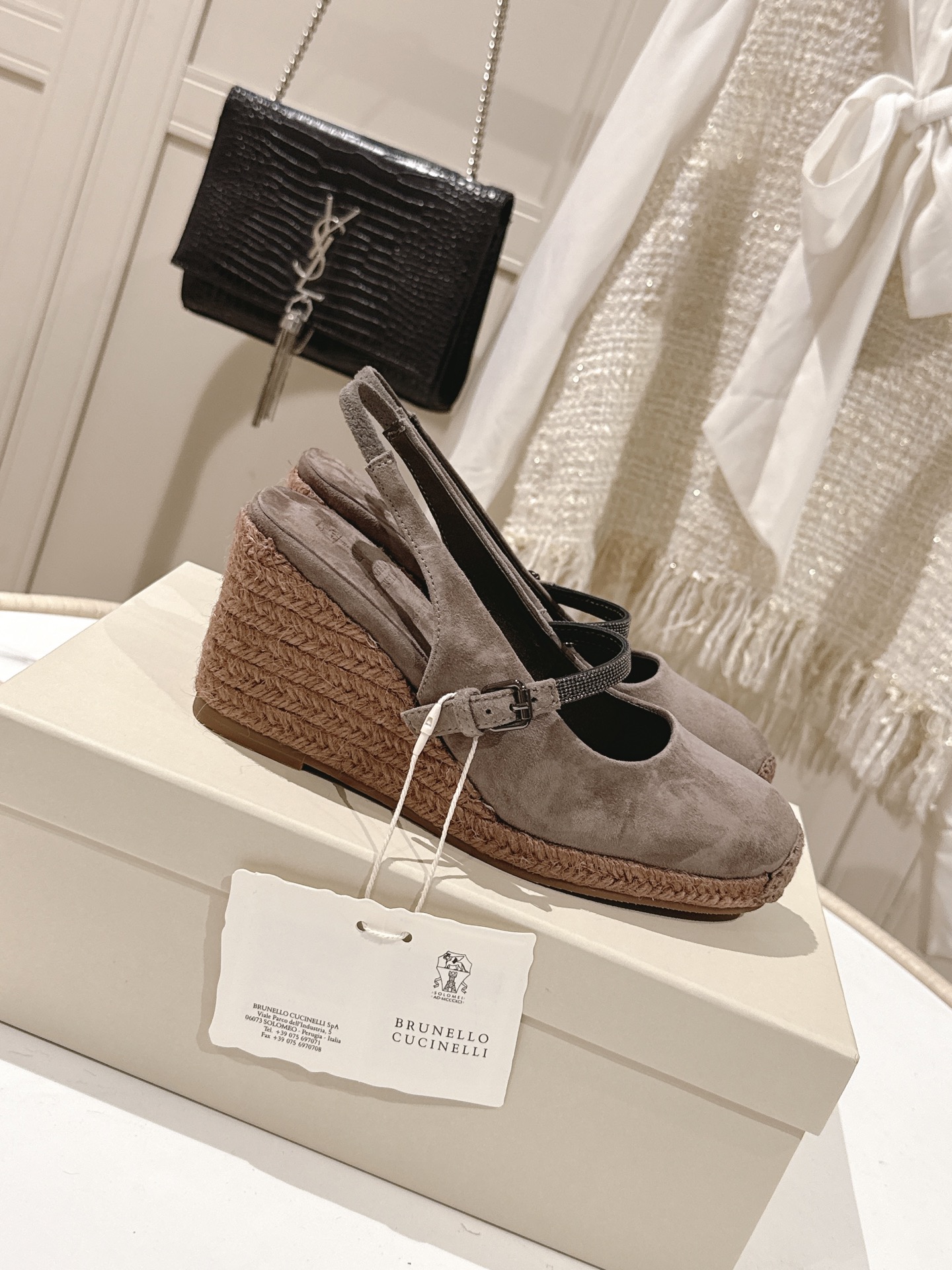 Женские сабо на платформе с текстильным декором Brunello Cucinelli