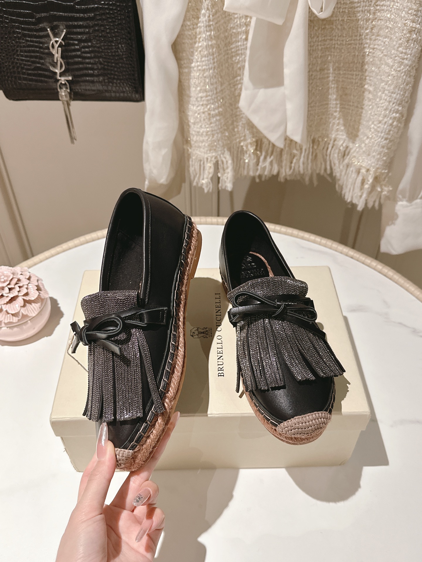 Женские слипоны на платформе с бахромой Brunello Cucinelli
