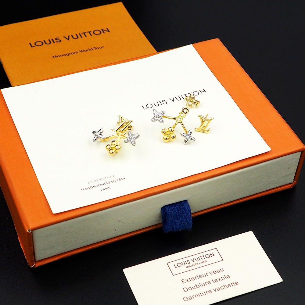 驴家新款Minigram Pearls 耳环以金属雕琢 LV 字母和珠饰之间的 Monogram 花卉 3