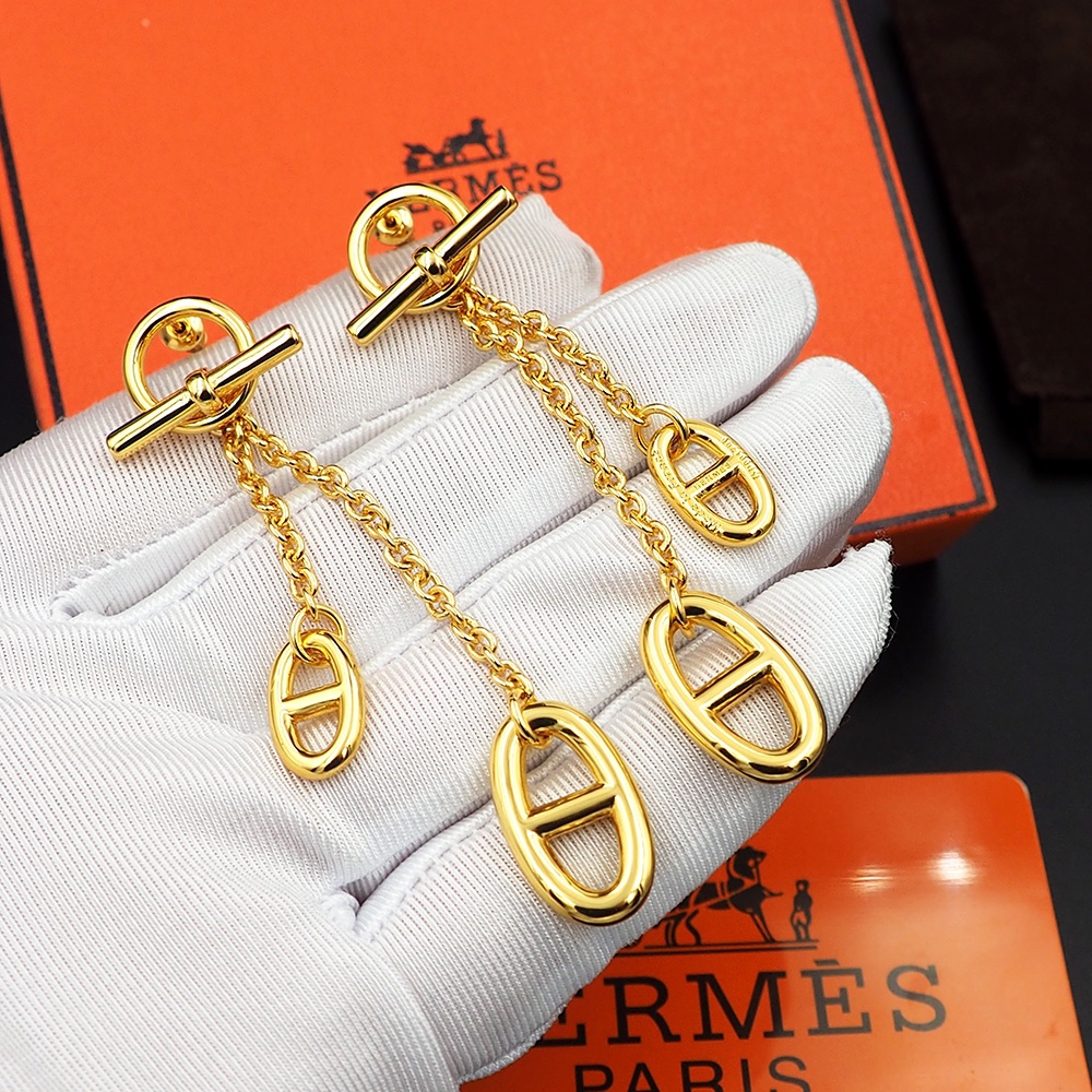 Hermes Reponse Farandole earrings gold-tone metal 4 5cm drop length