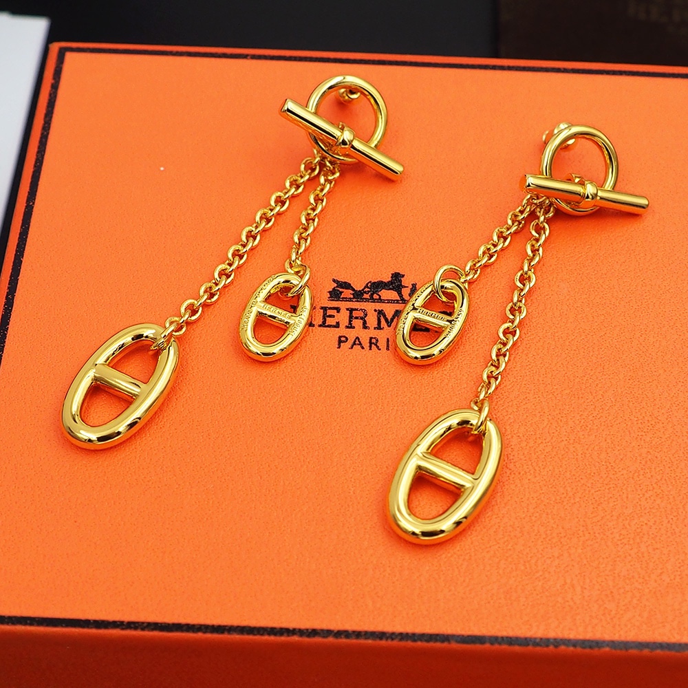 Hermes Reponse Farandole earrings gold-tone metal 4 5cm drop length