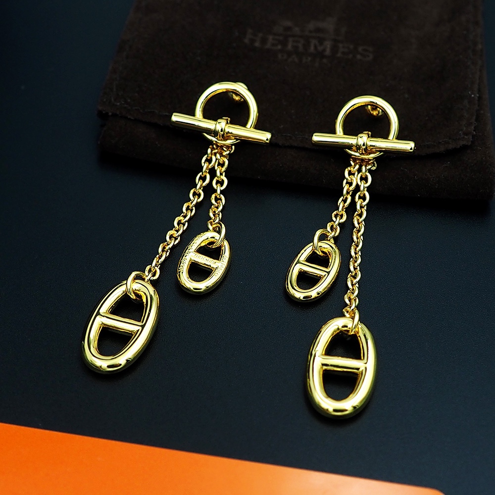 Hermes Reponse Farandole earrings gold-tone metal 4 5cm drop length