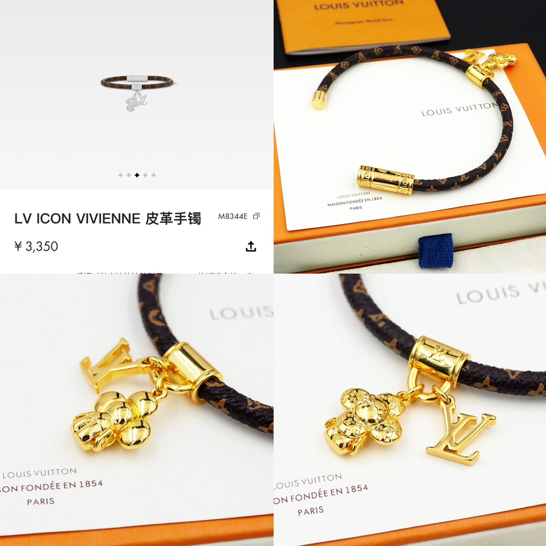 “Vivienne LV Leather Bracelet with Monogram Ecli¥se Canvas and Mascot Placards” - 图片 1