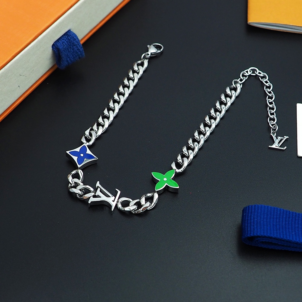 Lvjia Monogram Row bracelet features a metal chain adorned with Binfen - Jewelry 2