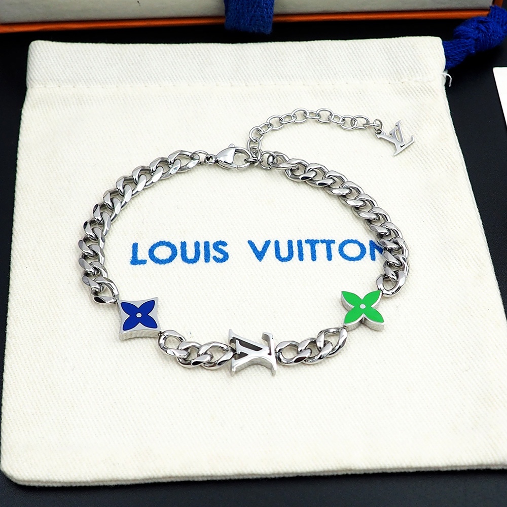 Lvjia Monogram Row bracelet features a metal chain adorned with Binfen - Jewelry 4