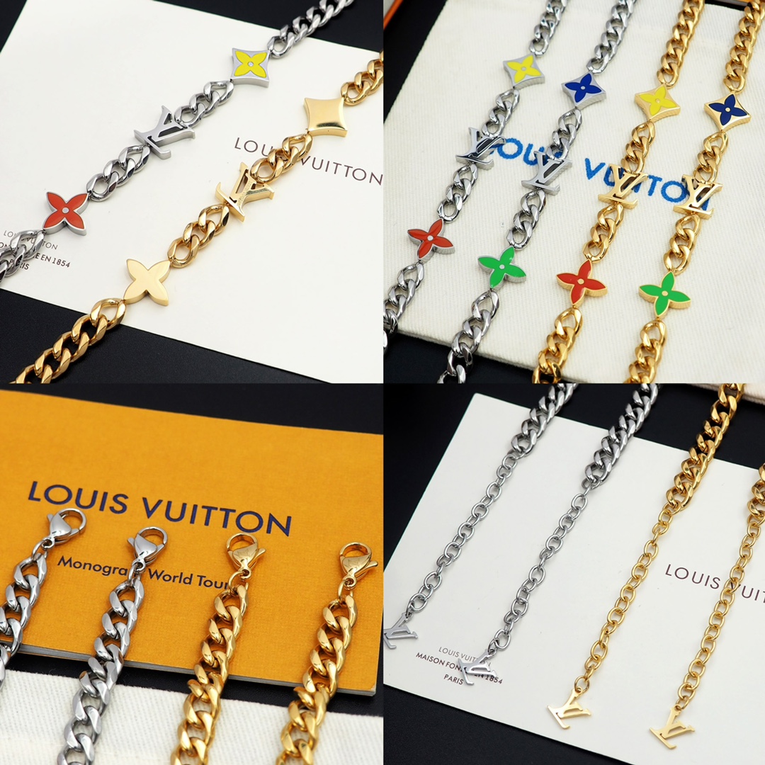 Lvjia Monogram Row bracelet features a metal chain adorned with Binfen - Jewelry 8