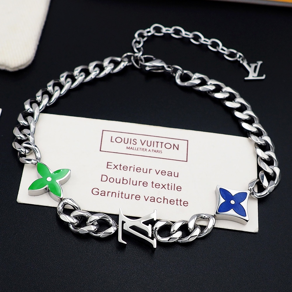 Lvjia Monogram Row bracelet features a metal chain adorned with Binfen - Jewelry 3
