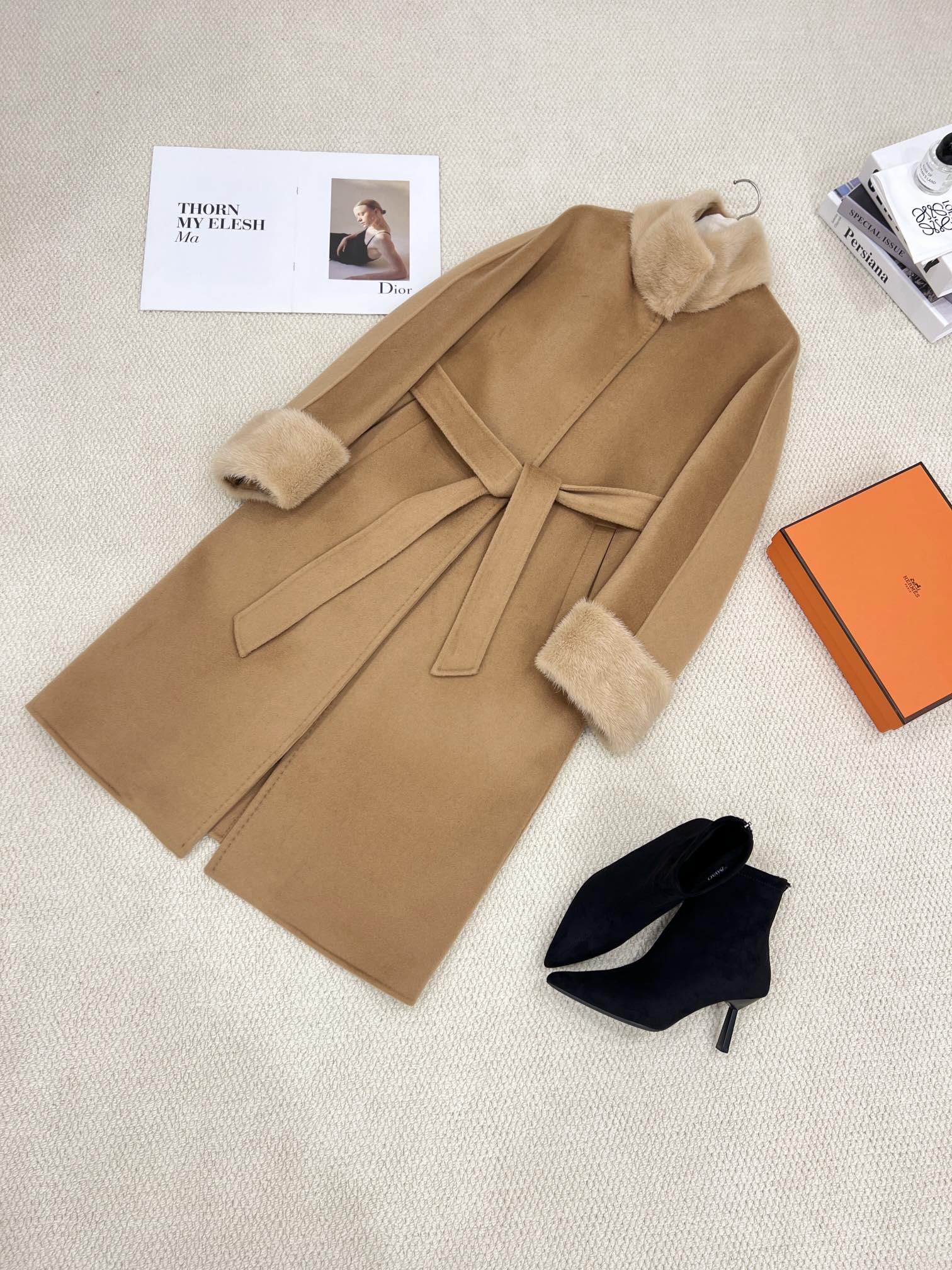 Loro Piana Kasjmier en Wol Blend Dames Winterjas met Afneembare Voering
