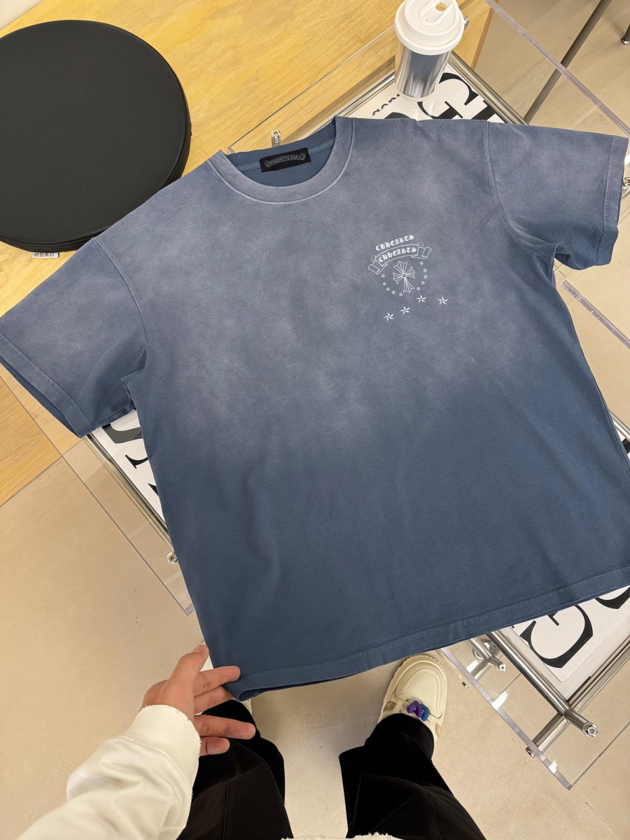 CH 2024 nueva camiseta de manga corta con estampado individual de lavado ácido estilo americano, tela personalizada, ta…