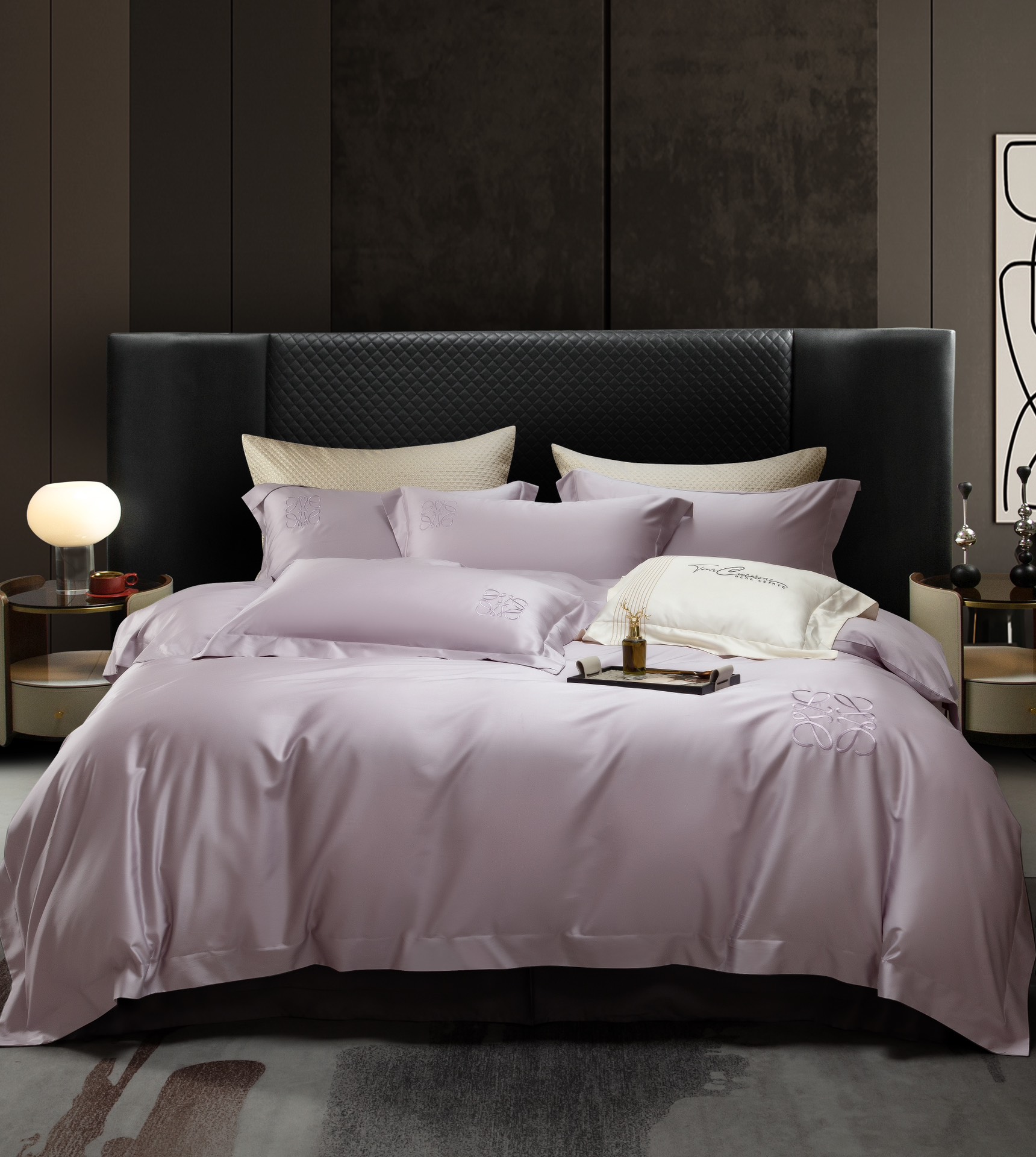 100S TENCELTM-Cotton Embroidered 4-Piece Bedding Set - Comprehensive 5