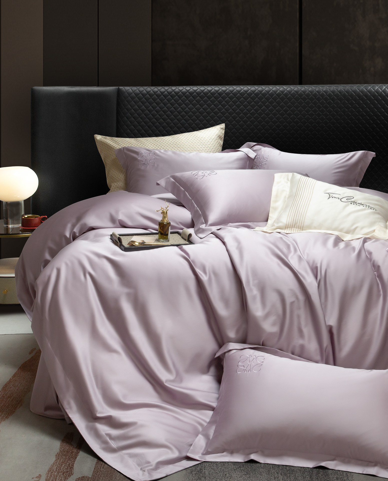 100S TENCELTM-Cotton Embroidered 4-Piece Bedding Set - Comprehensive 7