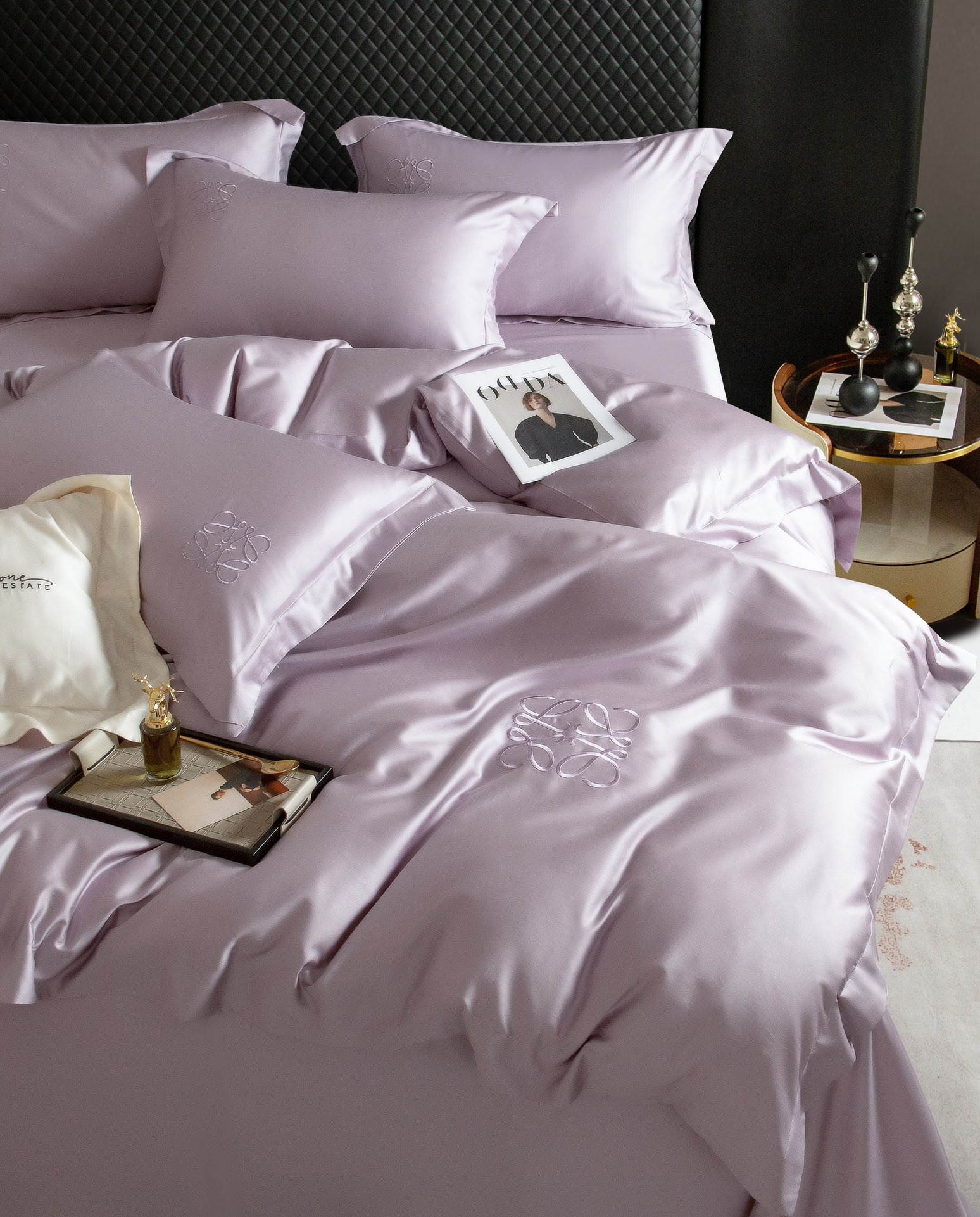100S TENCELTM-Cotton Embroidered 4-Piece Bedding Set - Comprehensive 4