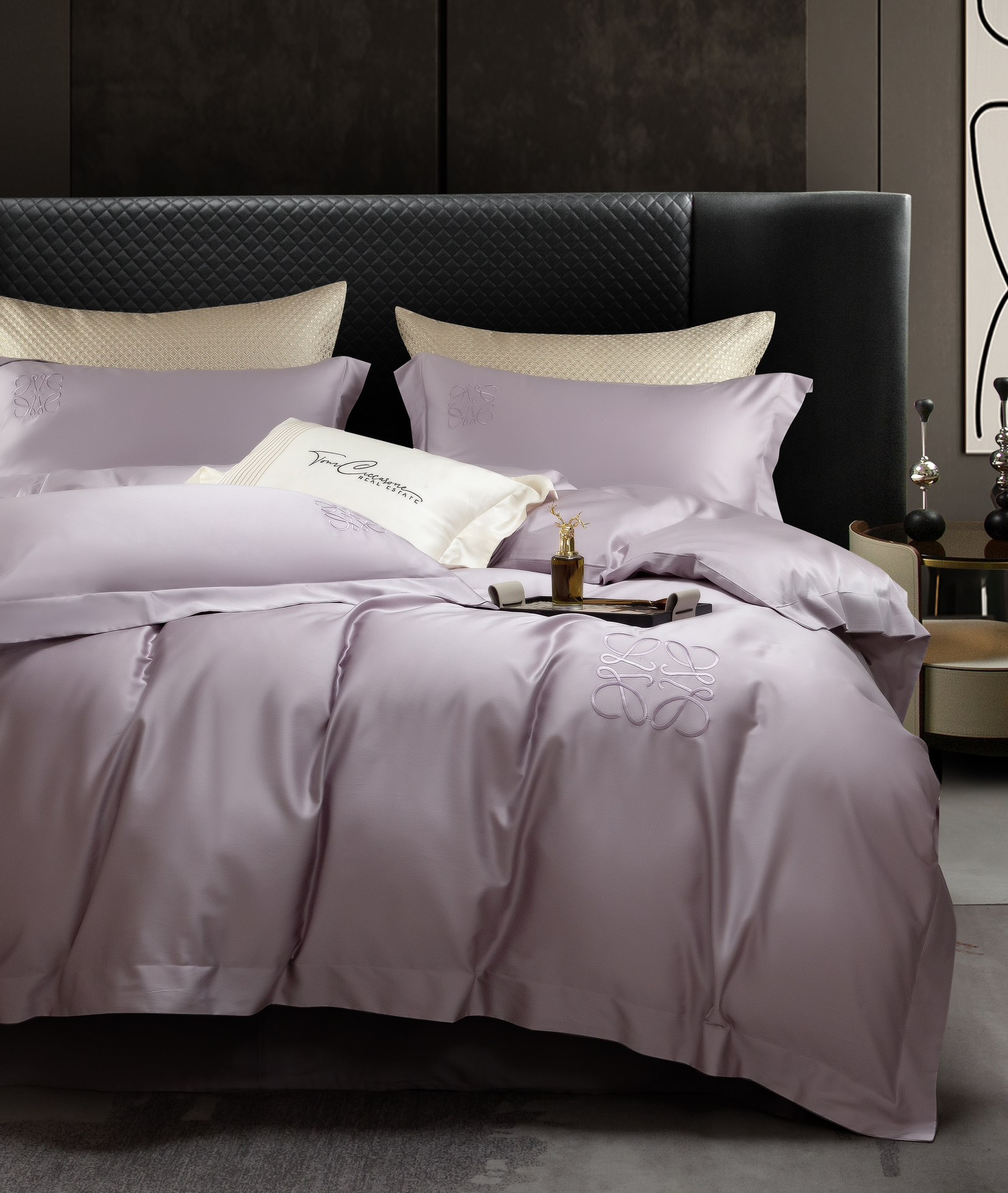 100S TENCELTM-Cotton Embroidered 4-Piece Bedding Set - Comprehensive 6