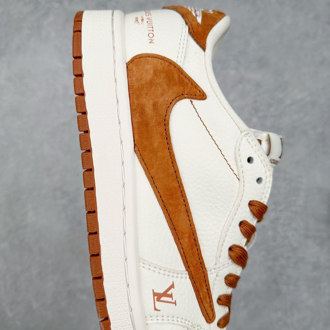 「路易威登篇」售价:80💰Nike TS x Air Jordan AJ1 Low 耐克黄米棕休闲鞋 倒钩低帮联名鞋 
siz：36-44