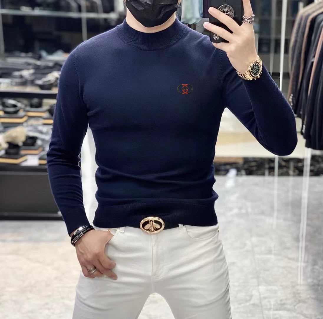  GUCCI  秋冬新款男士针织羊毛衫，全新升级百搭基础款，低调奢华，品格之选！胸前logo图案刺绣设计