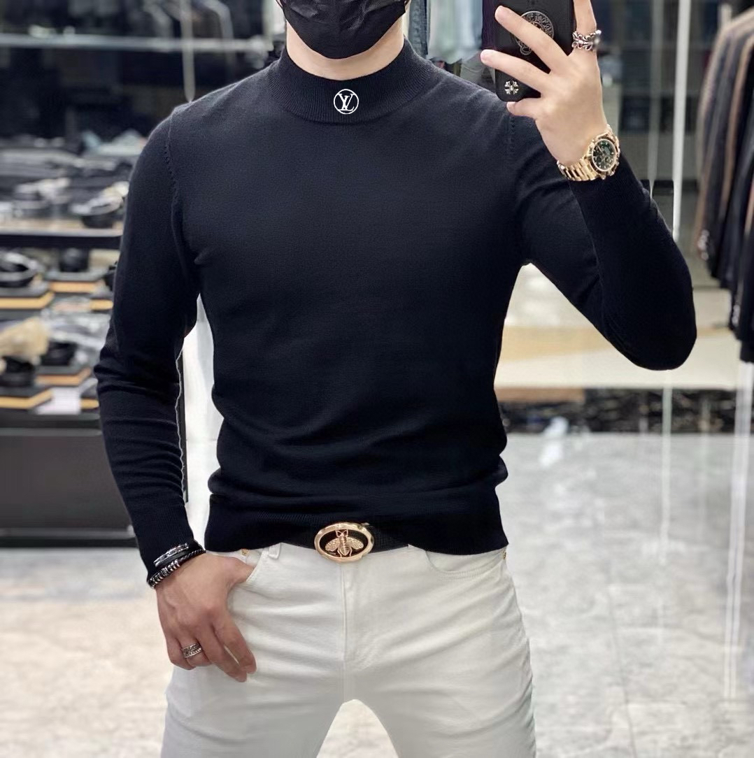  LV  秋冬新款男士针织羊毛衫，全新升级百搭基础款，低调奢华，品格之选！胸前logo图案刺绣设计！甄选