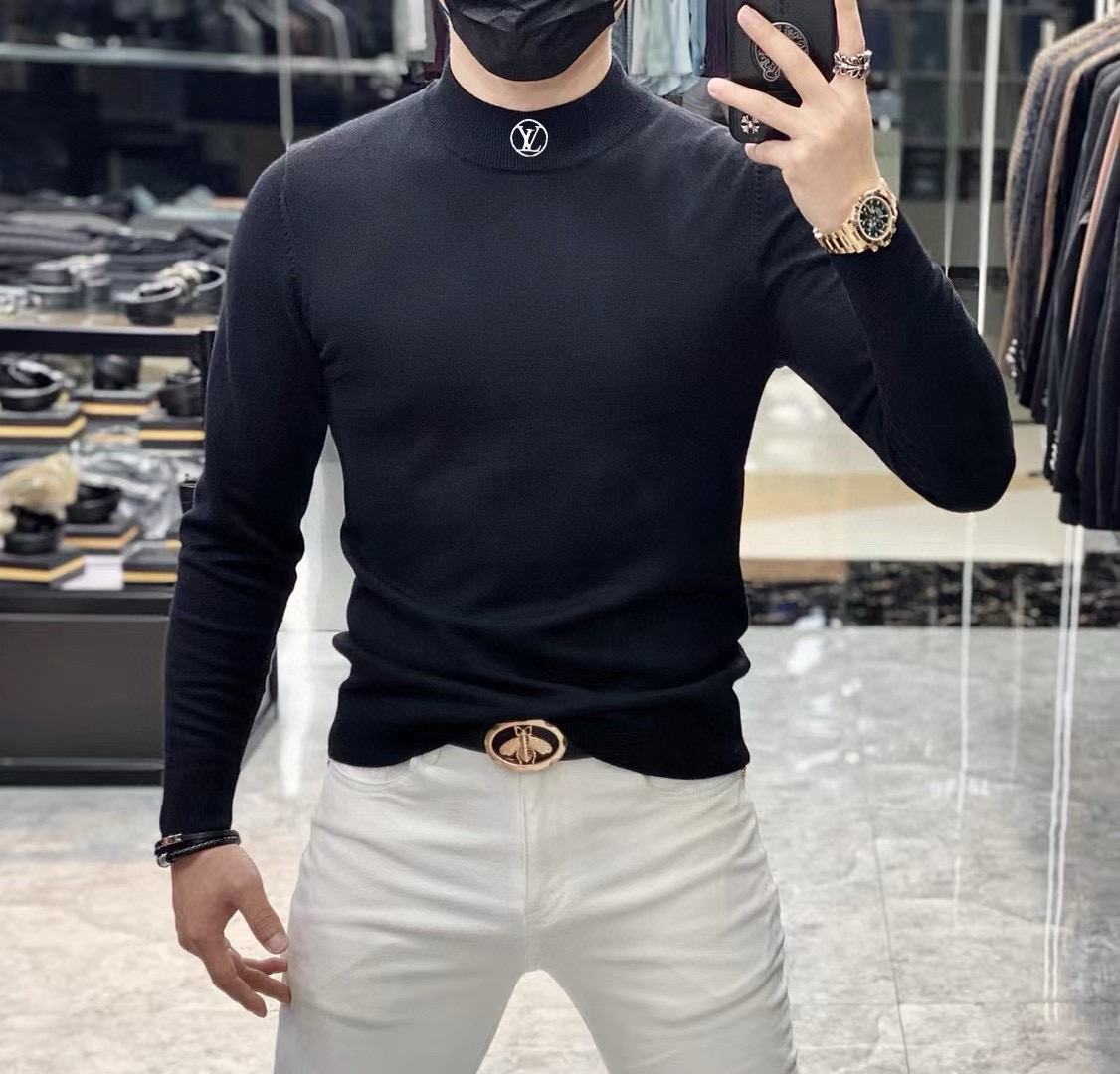  LV  秋冬新款男士针织羊毛衫，全新升级百搭基础款，低调奢华，品格之选！胸前logo图案刺绣设计！甄选