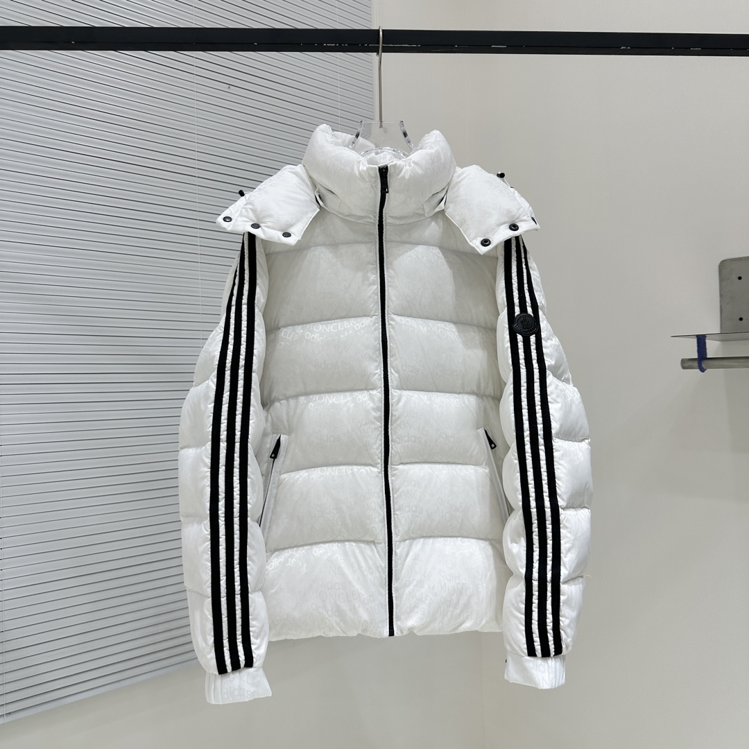 Moncler Clothing Down Jacket Black White Goose Down Hooded Top