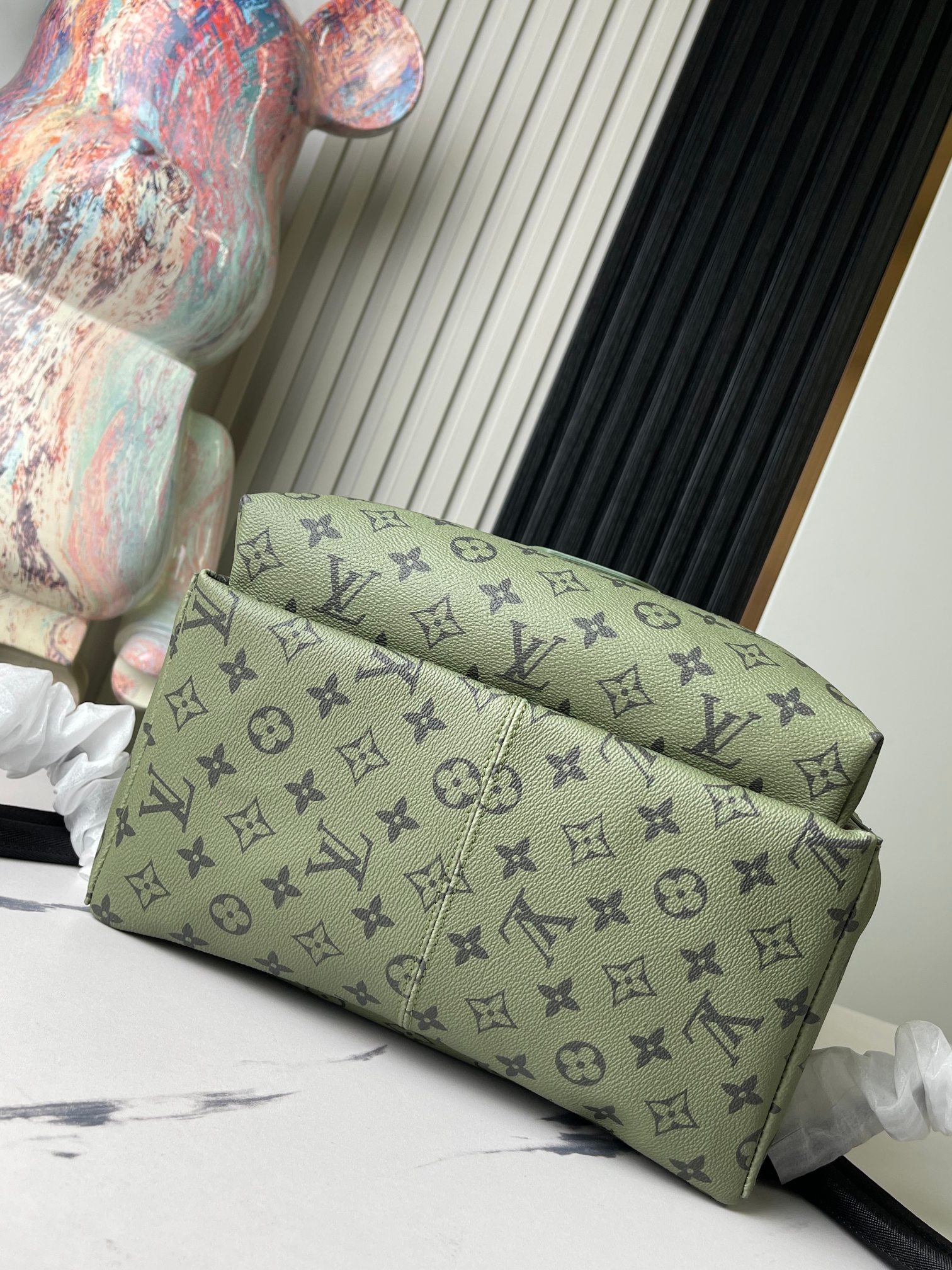 顶级原单独实家拍M46802绿色本款Discovery小号双肩包为Monogram涂层帆布浸染大地色调正
