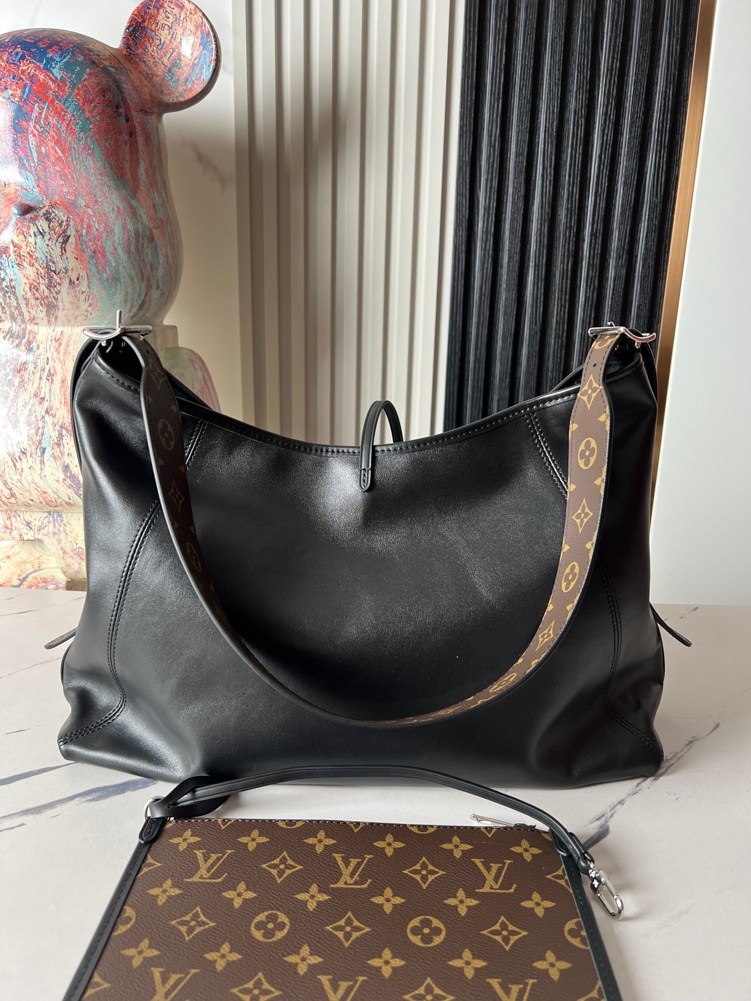 顶级原单独家实拍M25143黑色全皮购物袋系列CarryAllDark中号手袋M2514346197黑色